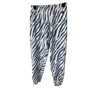 Aviator Nation Zebra Print Jogger Pants S Blue & White Cotton Blend Made In USA